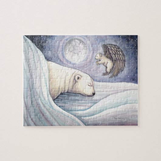 Cute Polar Beer en Angel Cub Puzzle Legpuzzel (Horizontaal)