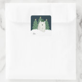 Cute Polar Beer en kerstbomen Gift Vierkante Sticker (Tas)