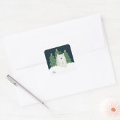 Cute Polar Beer en kerstbomen Gift Vierkante Sticker (Envelop)
