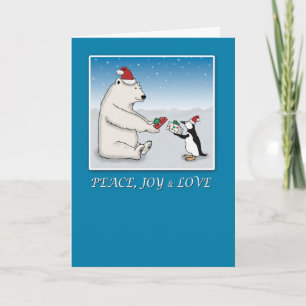 Cute Polar-Beer en Penguin-kerst Feestdagen Kaart