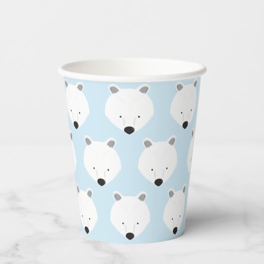 Cute Polar Beer Face Pattern Animal Papieren Bekers (Achterkant)