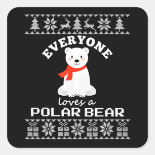 Cute Polar Beer Family Dierenvriend Kerstmis Vierkante Sticker