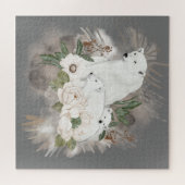 Cute Polar Beer Family Grey Legpuzzel (Horizontaal)