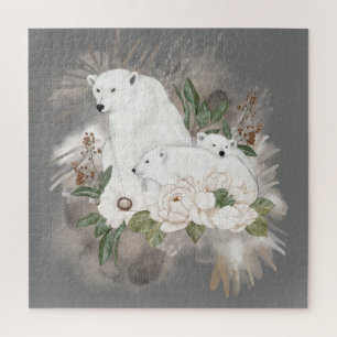 Cute Polar Beer Family Grey Legpuzzel