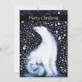 Cute Polar Beer Family Snowy Winter Kerstmis Feestdagenkaart (Voorkant)