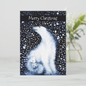 Cute Polar Beer Family Snowy Winter Kerstmis Feestdagenkaart (Staand voorkant)