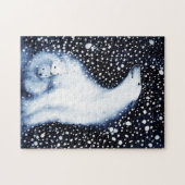 Cute Polar Beer Family Snowy Winter Kerstmis Legpuzzel (Horizontaal)