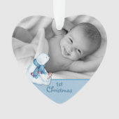 Cute Polar Beer First kerstfoto Template Ornament (voorkant)