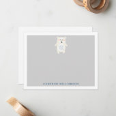 Cute Polar Beer Gray Aangepast geboord Notitiekaartje (Voorkant / Achterkant in situ)