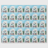 Cute Polar Beer Hearts Kinder Winter Wonderland Cadeaupapier (Vlak)