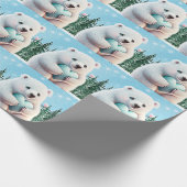 Cute Polar Beer Hearts Kinder Winter Wonderland Cadeaupapier (Hoek)