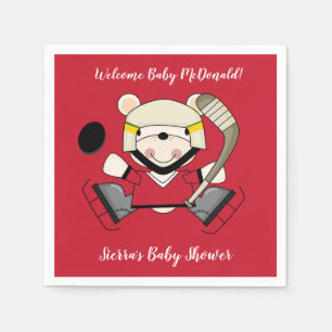 Cute Polar Beer Hockey Player Ice Hockey Napkins Servet