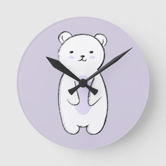 Cute Polar Beer Illustration Ronde Klok (Voorkant)
