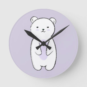 Cute Polar Beer Illustration Ronde Klok