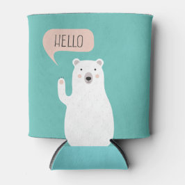 Cute Polar Beer in de sneeuw zegt Hallo Blikjeskoeler