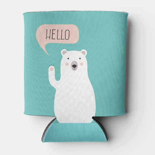 Cute Polar Beer in de sneeuw zegt Hallo Blikjeskoeler (Voorkant)