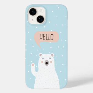 Cute Polar Beer in de sneeuw zegt Hallo Case-Mate iPhone 14 Hoesje