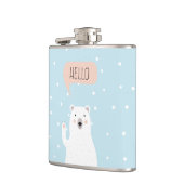 Cute Polar Beer in de sneeuw zegt Hallo Heupfles (Links)