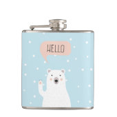 Cute Polar Beer in de sneeuw zegt Hallo Heupfles (Voorkant)