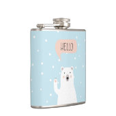 Cute Polar Beer in de sneeuw zegt Hallo Heupfles (Rechts)