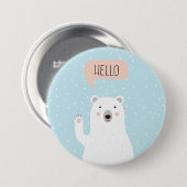 Cute Polar Beer in de sneeuw zegt Hallo Ronde Button 7,6 Cm (Voorkant /achterkant)