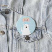 Cute Polar Beer in de sneeuw zegt Hallo Ronde Button 7,6 Cm (In situ)