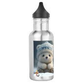 Cute Polar Beer in Sneeuwblauw Pet, gepersonalisee Waterfles (Links)