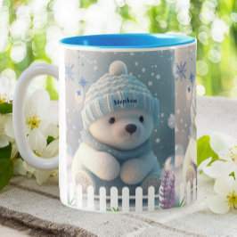 Cute Polar Beer in Sneeuwblauw Pet Scarf Custom Tweekleurige Koffiemok