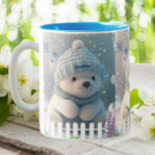 Cute Polar Beer in Sneeuwblauw Pet Scarf Custom Tweekleurige Koffiemok
