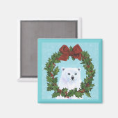 Cute Polar Beer Kerstmis met sneeuwmagneet Magneet (Voorkant / Achterkant)
