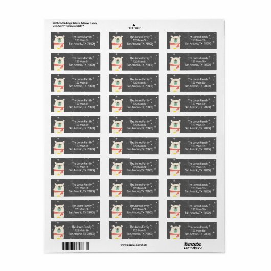 Cute Polar-Beer kerstterugzendadres label (Full Sheet)