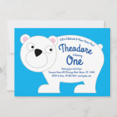 Cute Polar Beer Kinder 1e verjaardag Uitnodiging (Voorkant)