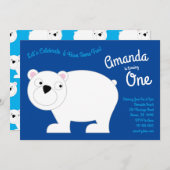 Cute Polar Beer Kinder 1e verjaardag Uitnodiging (Voorkant / Achterkant)