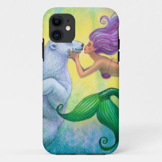 Cute Polar Beer Kiss Mermaid Fantasy iPhone 5 Hoes (Achterkant)