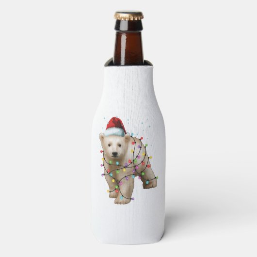 Cute Polar Beer Lover Funny Xmas Holiday Gift Flesjeskoeler (Fles Voorkant)