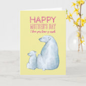 Cute Polar Beer Ma Happy Moederdag Kaart (Gele Bloem)