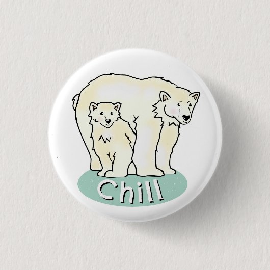 Cute Polar Beer Mama & Baby Pin Badge - Chill Ronde Button 3,2 Cm (Voorkant)