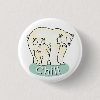 Cute Polar Beer Mama & Baby Pin Badge - Chill Ronde Button 3,2 Cm