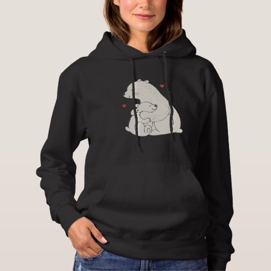 Cute Polar Beer Mama met Baby Hoodie (Voorkant)