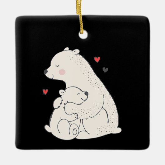 Cute Polar Beer Mama met Baby Keramisch Ornament (Voorkant)