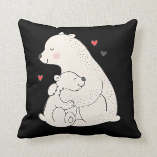 Cute Polar Beer Mama met Baby Kussen