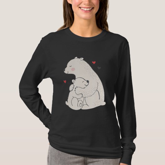 Cute Polar Beer Mama met Baby T-shirt (Voorkant)
