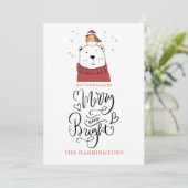 Cute Polar Beer Merry en Bright Kerstmis Feestdagenkaart (Staand voorkant)