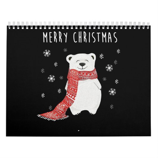 Cute Polar Beer Merry Kerstmis Kalender (Hoes)
