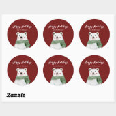 Cute Polar Beer met Green Scarf Prettige feestdage Ronde Sticker (Vel)
