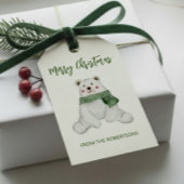 Cute Polar Beer met groene kerst Cadeaulabel