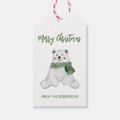 Cute Polar Beer met groene kerst Cadeaulabel (Voorkant)
