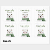 Cute Polar Beer met groene kerst Vierkante Sticker (Vel)