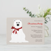 Cute Polar Beer met Red Bow-kerstfeest Kaart (Staand voorkant)