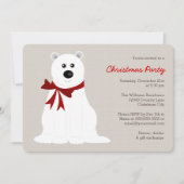 Cute Polar Beer met Red Bow-kerstfeest Kaart (Voorkant)